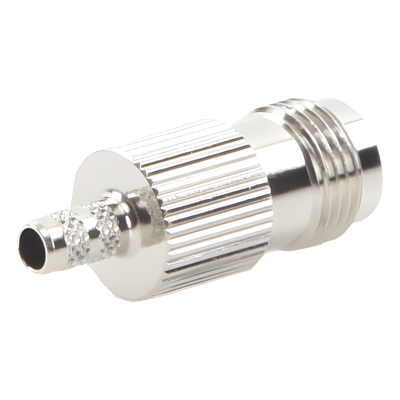 Conector TNC Hembra de Anillo Plegable para Cables RG-58/U, RG-142/U, Niquel /Oro /Delrin.