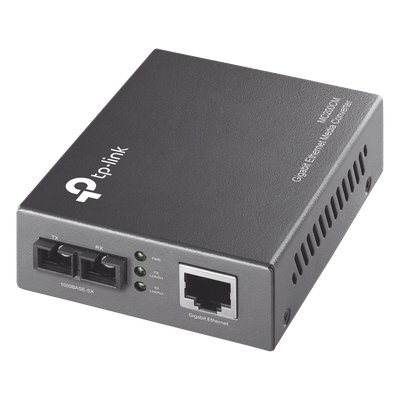 Convertidor Fibra Óptica Multimodo / 1 Puerto RJ45 10/100/1000 Mbps / Puerto Fibra Óptica SC 1000 Mbps / Hasta 550 metros / Plug and Play