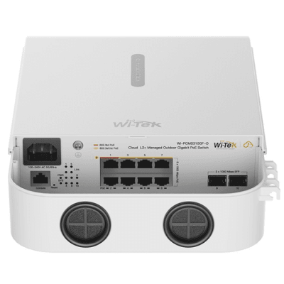 Switch PoE Gigabit 8 Puertos / 2 SFP Uplink / PoE++ 802.3bt 90W Puerto 1-2 / PoE+ 802.3at 30W Puerto 3-8 / 110W Presupuesto Total / 20Gbps Switching / Sin Ventilador / Montaje en Pared o Poste / In