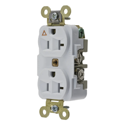 Contacto Dúplex Conexión a Tierra Aislada/ 20 A 125 V/ 2 polos 3 Hilos/ Color Blanco/ Nema 5- 20R/ Grado Industrial.