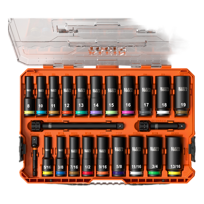 Juego de Dados de Impacto KNECT™ (M) / 3/8\" Drive Profundo / SAE y Métrico / 23 Piezas / Adapters Multi-Propósito / MODbox™ Case