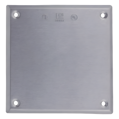 Tapa cuadrada ciega de aluminio para caja cuadrada.