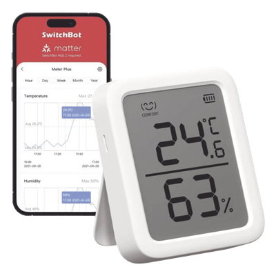 Medidor de temperatura y humedad Datos en pantalla / inalámbrico BLUETOOTH compatible con HUB SwitchBot