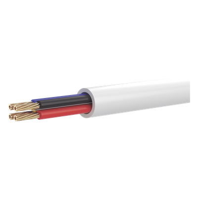 Bobina de 100 Metros (328.08 Pies) de Cable Multifilar / CCA / 4 x 22 AWG / Color Blanco / PVC / CCAM / Uso en Interior / Aplicaciones en Alarmas - Automatización