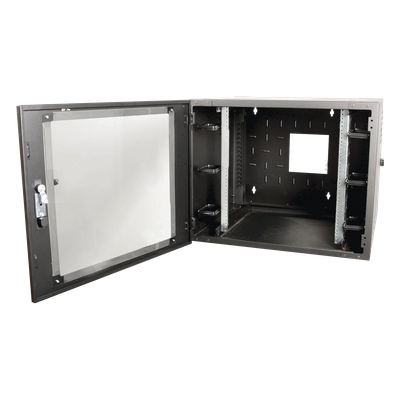Gabinete de Pared Estándar de 19in, Abatible, de 12 UR, 610 mm de Profundidad, Color Negro