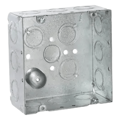 Caja Cuadrada 4 11/16 x 4 11/16\"/ Profundidad de 2- 1/8\"/ Cuenta 1 Entrada de 1/2\" y 15 TKO (1/2\"-3/4\").