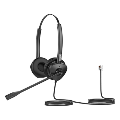 Diadema Binaural con Audio HD y Brazo Ajustable de 260°, Conexión RJ9 y Sonido de Alta Definición
