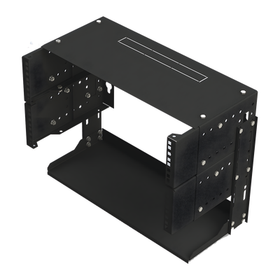 Rack Abierto de montaje en Pared, de 19in, 5 Unidades de rack, Profundidad Ajustable (8\" a 12\") con Charola de Uso Múltiple.