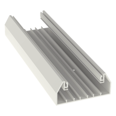 Base para canaleta T-70, de PVC rígido, con orificios perforados para montaje, 103.3 x 44.9 x 2400 mm, Color Blanco Mate