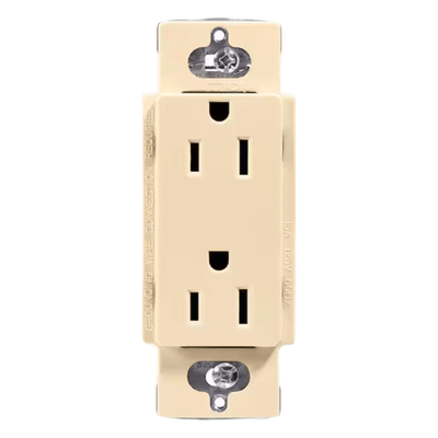 Receptáculo dúplex Claro 15 A / 125 V color marfil, sin placa, para combinar con atenuadores y apagadores Lutron