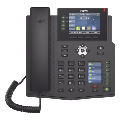 Teléfono IP Empresarial con Estándares Europeos, 16 líneas SIP con pantalla LCD a color 3.5\", 30 teclas DSS/BLF, puertos Gigabit, IPv6, Opus y conferencia de 3 vías, PoE/DC