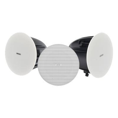 Kit Altavoz principal y 2 bocinas secundarias / No requiere amplificador | Bluetooth | Solo alimenta la principal | Hik-Connect | 10 Watts | Musical Ambiental | Voceo | Calendarización de audios
