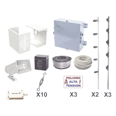 KIT ESENCIAL PARA 25Mts PERIMETRALES DE CERCO ELÉCTRICO PARA PROTECCIÓN DE ROBOS EN CASAS, NEGOCIOS, BODEGAS,ETC.