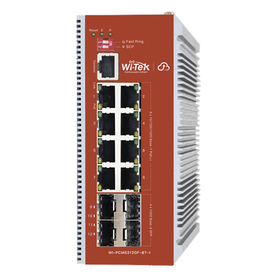 Switch L2+ PoE Industrial / Administración Cloud-Web-CLI / 8 Puertos PoE af/at/bt 100/1000 Mbps / 4 Puertos SFP Gigabit / Presupuesto PoE 460 W / Protocolo ERSP (redundancia enlaces)