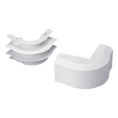 Esquinero exterior, para uso con canaleta T45, Material PVC Rígido, Color Blanco Mate