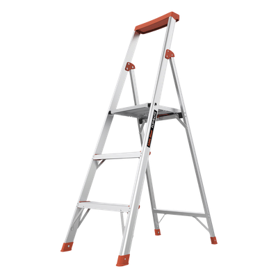 Escalera de Aluminio / 3 Peldaños / Altura 1.5 m (4.9 ft) / Plataforma con Bandeja para Herramientas / Patas Antideslizantes