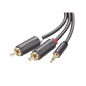 Cable Adaptador de 3.5mm Macho a 2 RCA Macho / 3 Metros (9.84 Pies) / Color Gris / Blindaje Múltiple / ABS / Alta Calidad