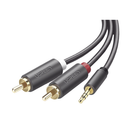 Cable de Audio 3.5mm a 2 RCA Macho / 5 Metros (16.40 Pies) / Blindaje Múltiple / Conectores Oro 24K / TPE Ecológico / ABS