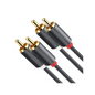 Cable de Audio 2 RCA Macho a 2 RCA Macho / 3 Metros (9.84 Pies) / Color Negro / Alta Calidad / Anillos de Goma para Asegurar un Agarre Firme al Instalar o Quitar el Cable