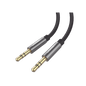 Cable Auxiliar 2 Metros / Conector 3.5mm a 3.5mm / Macho a Macho / Cubierta de TPE / Carcasa de Aluminio / Color Negro