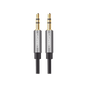 Cable Auxiliar 5 Metros / Conector 3.5mm a 3.5mm / Macho a Macho / Cubierta de TPE / Carcasa de Aluminio / Color Negro