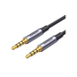 Cable Auxiliar de 3.5mm / Cable Audio Estéreo / Núcleo de Alambre de Cobre Esmaltado / Carcasa de Aluminio Azul + Nylon Trenzado /  Soporta Micrófono / 2 Metros
