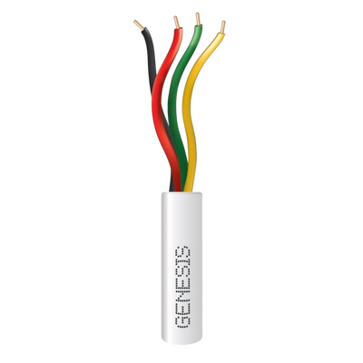 Bobina de 305 Metros (1000 Pies) / Alambre de Cobre / 4 x 22 AWG / Riser / Color Blanco / Para Aplicaciones de Alarmas de Intrusión / Sistemas de Automatización