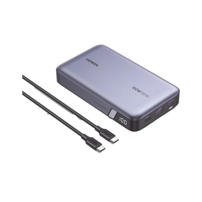 Power Bank de 20000mAh | 3 Salidas 100W Max. | USB-A + 2 USB-C | PD 3.0 | QC3.0 | FCP | SCP | Pantalla Inteligente | Carcasa Ignifuga | Color Gris | Incluye Cable USB de 50cm | Carga tu Laptop de M