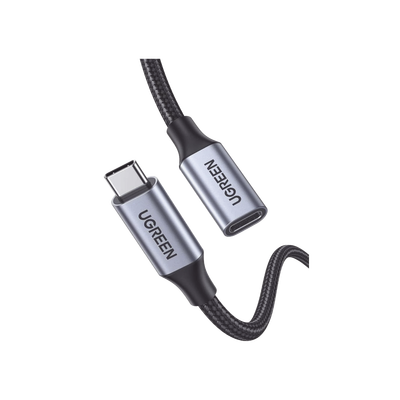 Cable USB-C Macho a USB-C Hembra | 1metro | USB-C 3.1 Gen 2 | Compatible con Thunderbolt 3 | Carcasa de Aluminio | Nylon Trenzado |  Transferencia de Datos 10 Gbps | Soporta hasta 100W para Carga R