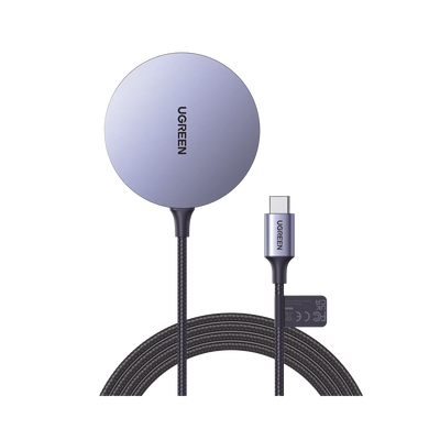 Cargador Inalámbrico Magnético | 15W | Tecnología Magsafe | Qi | Certificado MFM | Modulo de Carga Original | Carga Rápida | Fuerte Absorción Magnética | Cable de Nylon Trenzado | 1.5 metros | Mult