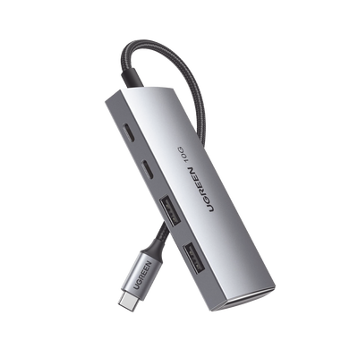 HUB USB-C 3.2 4 en 1 | 2 Puertos USB-C 3.2 (10 Gbps) | 2 Puertos USB-A 3.2 (10 Gbps) |  Admite OTG | Compatible con MacBook, Chormebook, iMac, iPad Pro, iOS, Windows, Mac OS, Android | Carcasa de A