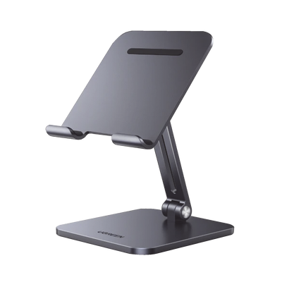 Soporte de Aluminio para IPad & Tablet | Plegable |Angulo Ajustable de 180° y 270° | Base Antideslizante | Protección  de Silicona | Amplia Compatibilidad con dispositivos de 7.9'' a 12.9'' | Alumi