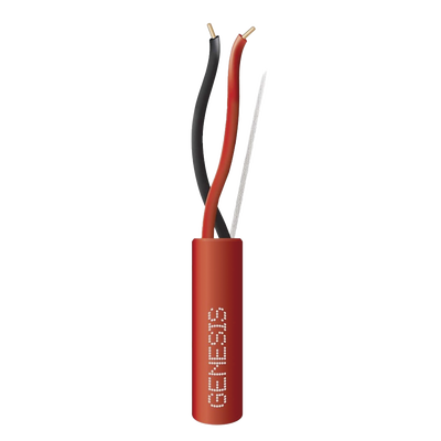 Bobina de 305 Metros (1000 Pies) / Alambre de Cobre / 2 x 16 AWG / Riser / Tipo FPLR, CL3R, C (UL) FT4 / Color Rojo / Para Aplicaciones en Sistemas de Detección de Incendio y Sistemas de Evacuación