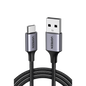 Cable USB-A a USB-C | 1 Metro (3.28 Pies) | Transferencia de Datos de 480 Mbps | Carga Rápida | QC 4.0/3.0/2.0 | FPC | AFC | Protección Integrada | Caja de Aluminio | Nylon Trenzado | Color Negro