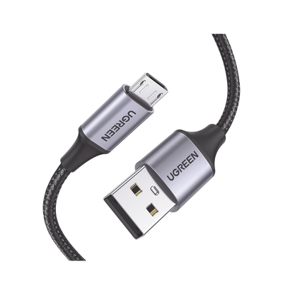 Cable USB-A a Micro USB | 1 Metro (3.28 Pies) | Carga Rápida | QC 3.0/2.0 | FPC | AFC | Transferencia de Datos de 480 Mbps | Recarga hasta 18W | Protección Integrada | Caja de Aluminio | Nylon Tren