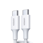Cable USB-C a USB-C | 1 Metro | Carga Rápida de hasta 60W | Transferencia de datos de 480 Mbps | PD3.0 | QC 4.0/3.0/2.0 | FPC | AFC | Duradero y Flexible| Caja ABS | Cubierta de TPE | Color Blanco.