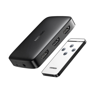 Conmutador HDMI (Switch) 4K@30Hz | 3 Entradas a 1 Salida | 3D | Transmisión Estable | Incluye Control Remoto | Receptor de Infrarrojos | Indicador LED | Chip Inteligente | Incluye Cable Micro USB p