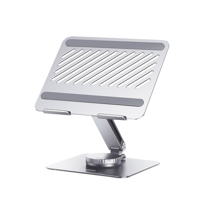 Soporte Giratorio de Aluminio para Laptop | Giratorio 360° | Función de Bloqueo | Soporta Laptops de 10 a 17.3''| Capacidad de Carga 5Kg | Excelente Estabilidad | Diseño Ergonómico | Altura y Angul