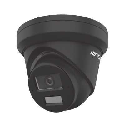 [Dual Light + 2 Micrófonos de Doble Matriz] Turret IP 4 Megapixel / Color Negro / Lente 2.8 mm / 30 mts Luz Blanca + 30 mts IR / ACUSENSE / Exterior IP67 / WDR 120 dB / PoE / ONVIF / Micro SD / Met