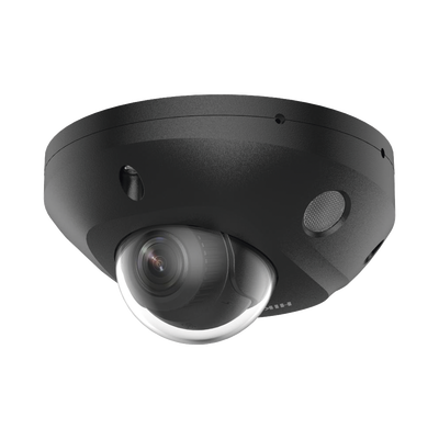 [Dual Light + 2 Micrófonos Integrados] Mini Domo IP 4 Megapixel / Color Negro / Lente 2.8 mm / 30 mts Luz Blanca + 30 mts IR / ACUSENSE / Exterior IP67 / IK08 /  WDR 120 dB / PoE / ONVIF / Alarmas