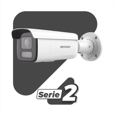 [Dual Light + 2 Micrófonos Integrados] Bala IP 2 Megapixel / Lente Mot. 2.8 a 12 mm / 60 mts Luz Blanca + 60 mts IR / ACUSENSE / Exterior IP67 / IK10 / WDR 120 dB / PoE+  / Alarmas I/O / Micro SD /