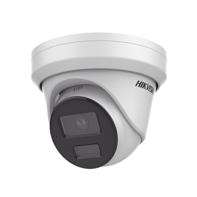 Turret IP 4 Megapixel / Lente 2.8 mm / Dual Light (40 mts IR + 40 mts Luz Blanca / DARKFIGHTER S / Microfono Integrado /  Exterior IP67 / WDR 130 dB /  4 Analíticos: AcuSense, Deteccion Facial, Con