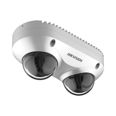 PanoVu Series / Lente Dual de 4 Megapixel / 2 Lentes Fijos de 2.8 mm / Recomendado para Pasillos o Esquinas / IP67 / IK10 / PoE / WDR 120 dB / 10 mts IR / Entrada y Salida de Audio y Alarma / Micro