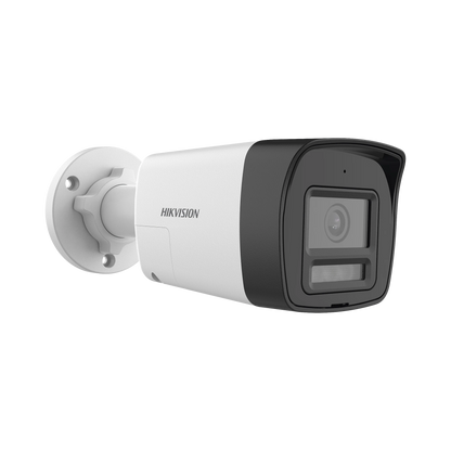 [Audio Bidireccional + Dual Light + ColorVu] Bala TURBOHD 4K (8 Megapixel) / Lente 2.8 mm / 30 mts IR EXIR + 20 mts Luz Blanca / Micrófono y Bocina Integrado / Exterior IP67 / Metal / dWDR
