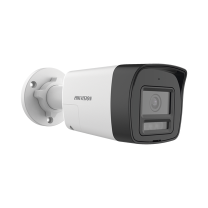 [Audio Bidireccional + Sirena & Estrobo + Dual Light + ColorVu] Bala TURBOHD 4K (8 Megapixel) / Lente 2.8 mm / 30 mts IR EXIR + 20 mts Luz Blanca / Micrófono y Bocina Integrado / Exterior IP67 / Me