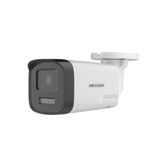 [Audio Bidireccional + Dual Light + ColorVu] Bala TURBOHD 4K (8 Megapixel) / Lente 2.8 mm / 40 mts IR EXIR + 40 mts Luz Blanca / Micrófono y Bocina Integrado / Exterior IP67 / Metal / dWDR