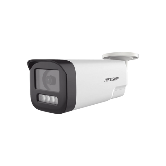 [Audio Bidireccional + Dual Light + ColorVu] Bala TURBOHD 4K (8 Megapixel) / Lente 3.6 mm / 80 mts IR EXIR + 80 mts Luz Blanca / Micrófono y Bocina Integrado / Exterior IP67 / Metal / dWDR
