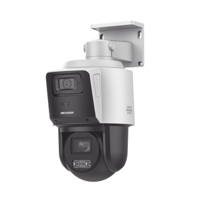 [TandemVu] PTZ IP 4 Megapixel con Cámara Panorámica 4 Megapixel / 4X Zoom / Dual Light (40 mts IR + 30 mts Luz Blanca) / ACUSENSE / IP66  / PoE+ / DARKFIGHTER / Micro SD / Incluye Base para Techo o