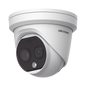 Turret IP Dual / Térmica 1.8 mm (160 x 120) / Óptico 2 mm (4 Megapixel) / DETECCIÓN DE PERSONAS 53 m /15 mts IR / Exterior IP67 / PoE / Termométrica / Detección de Fuego / Detección de Te / Micro S