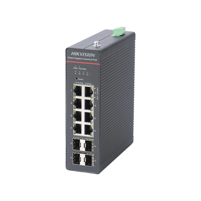 Switch Gigabit PoE+ / Industrial / Administrable / 4 Puertos Gigabit PoE+ (90 W) + 4 Puertos Gigabit PoE+(30 W) / 4 Puertos Gigabit SFP / 300 W Total / 48 a 57 VCD / Ideal para Proyectos / 300 Metr